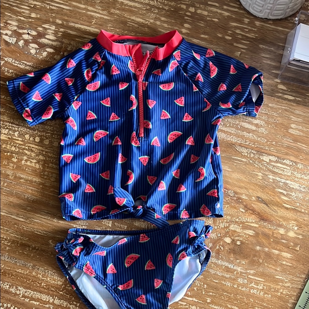 Andy & Evan Blue and Red Rashguard Swim Set